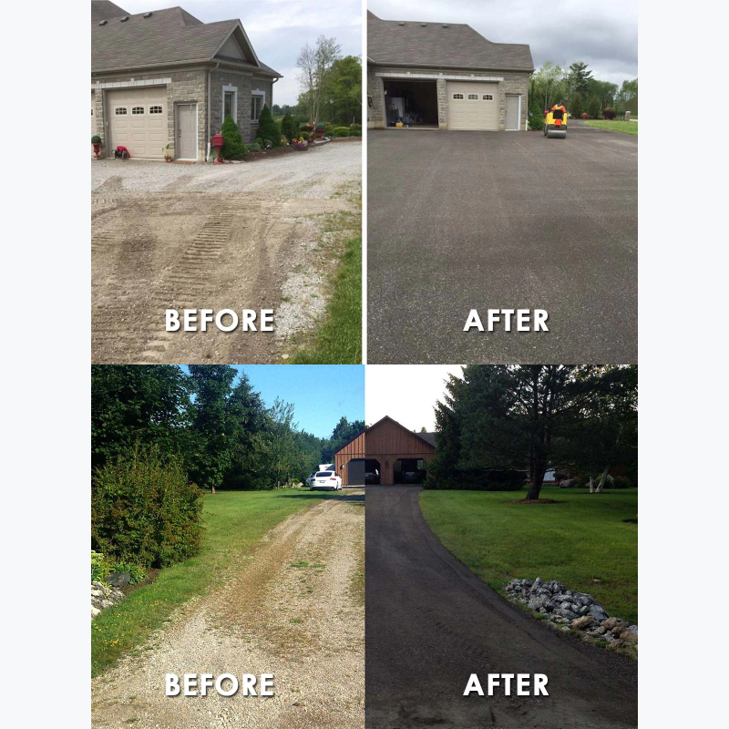 before and after photo of driveways aurora co